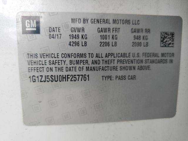 2017 CHEVROLET MALIBU HYB - 1G1ZJ5SU0HF257761