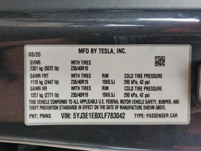 2020 TESLA MODEL 3 - 5YJ3E1EBXLF783042