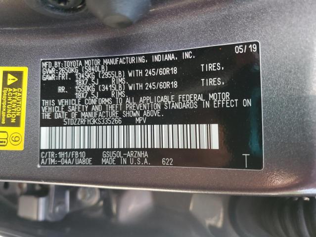 2019 TOYOTA HIGHLANDER - 5TDZZRFH3KS335266