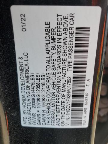 2022 HONDA ACCORD SPO - 1HGCV1F32NA017892