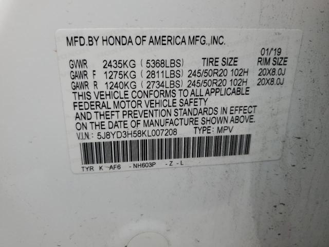 2019 ACURA MDX TECHNO - 5J8YD3H58KL007208