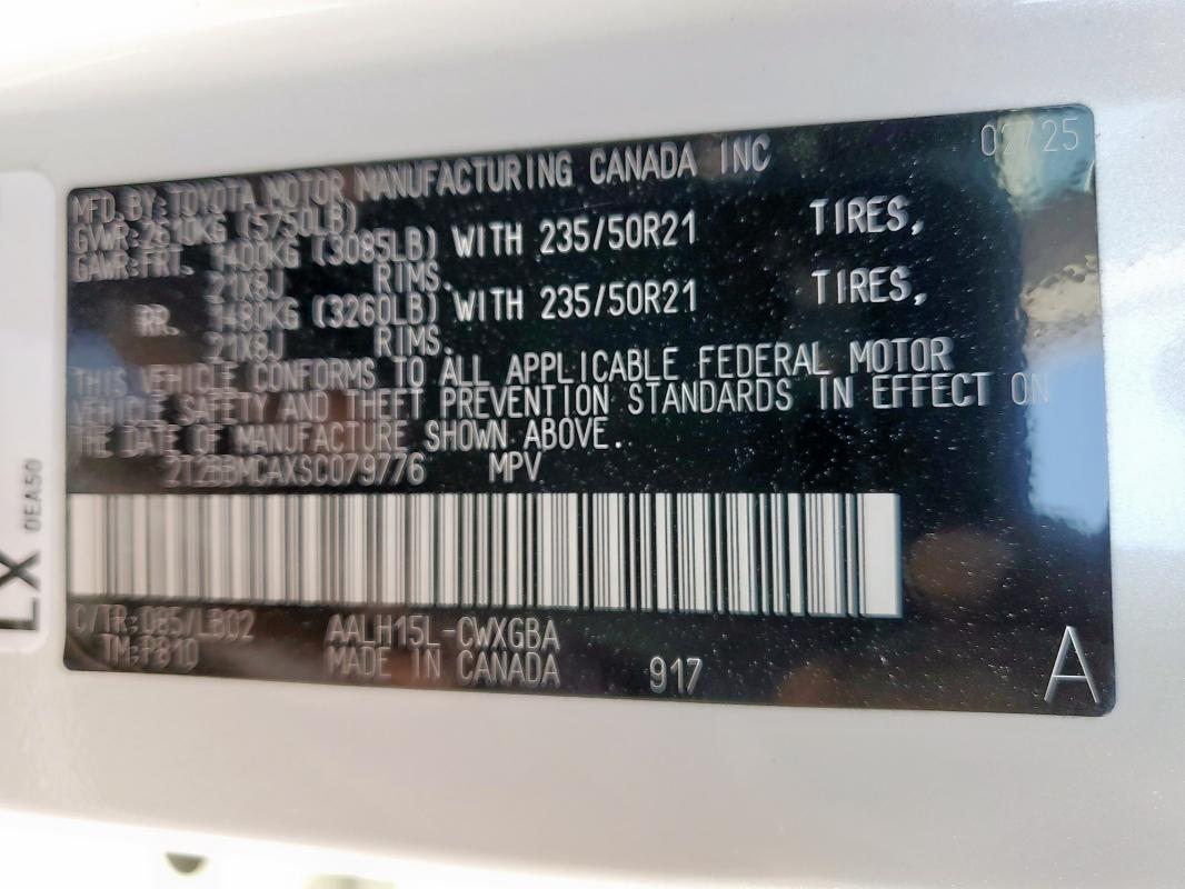 2025 LEXUS RX 350H BA 2T2BBMCAXSC079776
