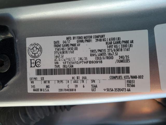 2017 FORD F150 SUPER - 1FTEW1EP7HFB93918