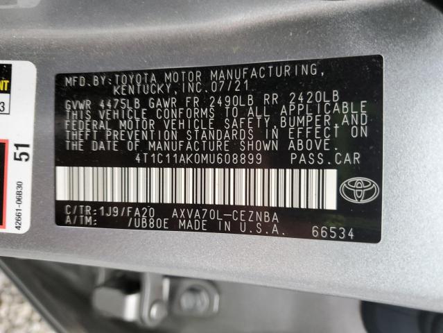 2021 TOYOTA CAMRY LE - 4T1C11AK0MU608899