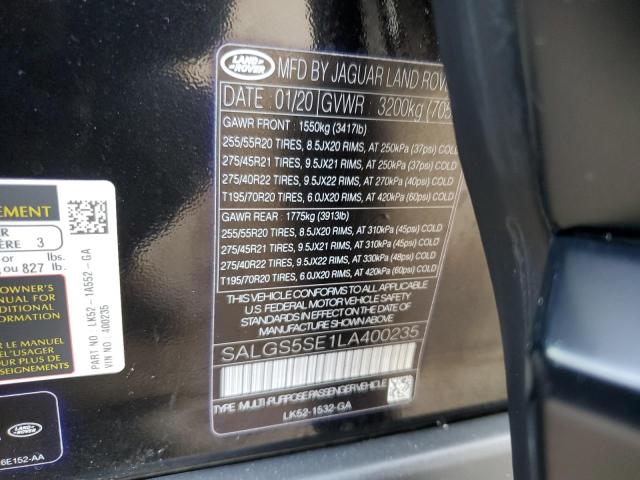 2020 LAND ROVER RANGE ROVE - SALGS5SE1LA400235