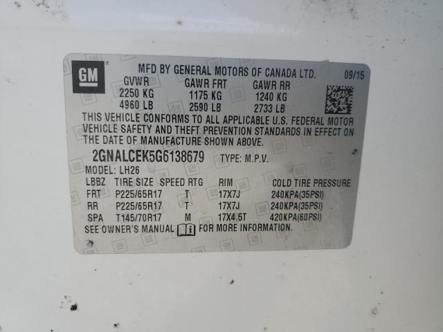 2016 CHEVROLET EQUINOX LT - 2GNALCEK5G6138679