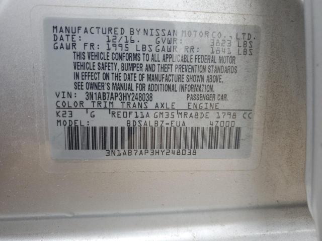 2017 NISSAN SENTRA S - 3N1AB7AP3HY248038