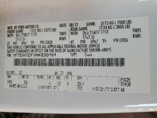 2017 FORD F150 SUPER - 1FTEW1EF1HKE53101