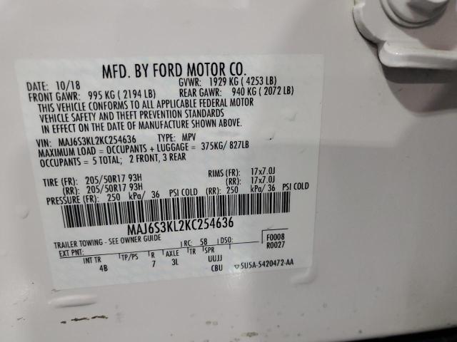 2019 FORD ECOSPORT T MAJ6S3KL2KC254636