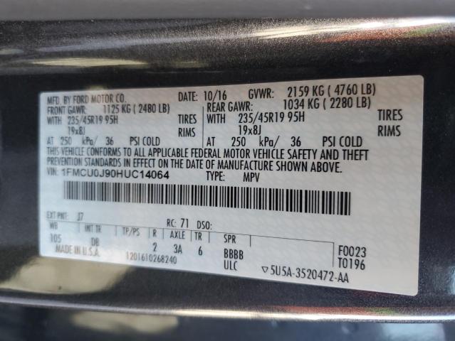 2017 FORD ESCAPE TIT - 1FMCU0J90HUC14064