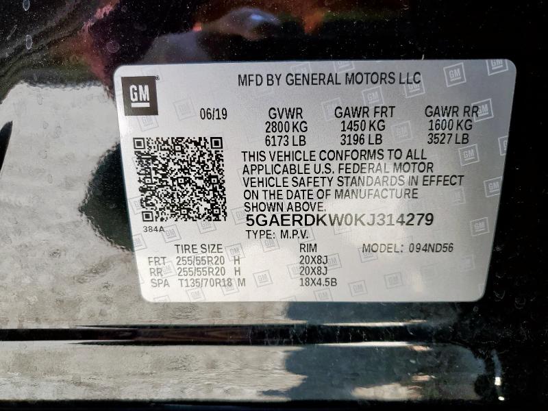 2019 BUICK ENCLAVE AV - 5GAERDKW0KJ314279