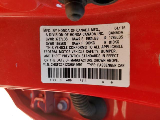 2016 HONDA CIVIC LX - 2HGFC2F52GH549691