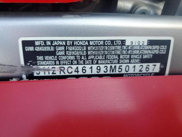 2003 HONDA VFR800 JH2RC46193M501267