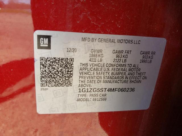 2021 CHEVROLET MALIBU RS - 1G1ZG5ST4MF060236