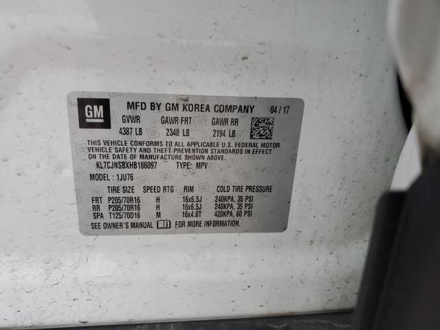 2017 CHEVROLET TRAX LS - KL7CJNSBXHB186097
