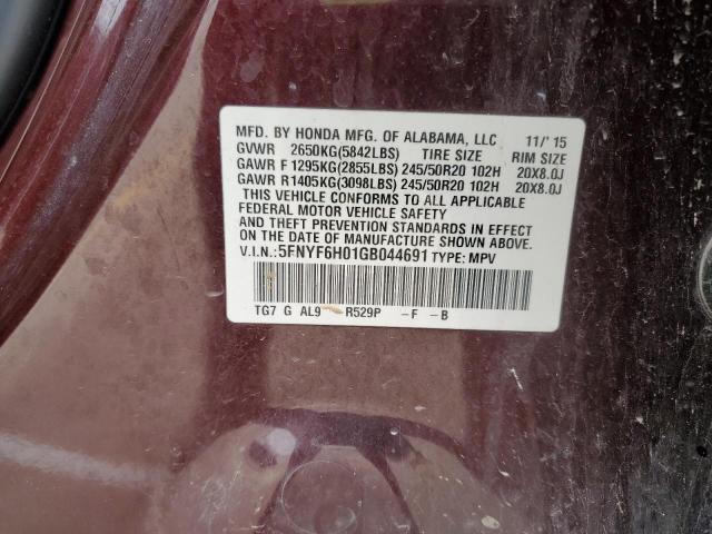 2016 HONDA PILOT ELIT - 5FNYF6H01GB044691