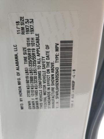 2019 HONDA ODYSSEY EL 5FNRL6H92KB052643