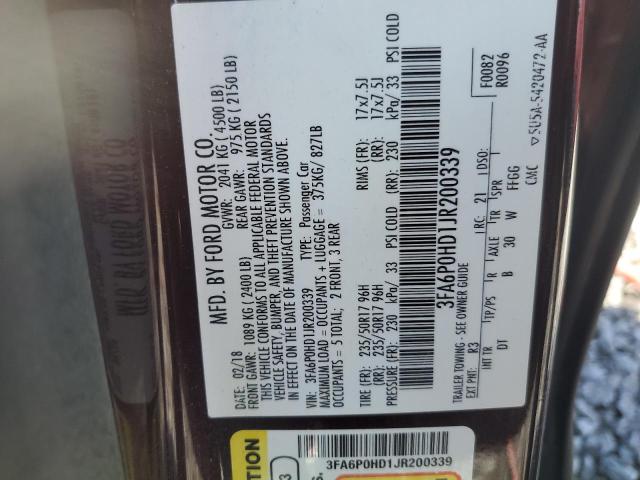 2018 FORD FUSION SE - 3FA6P0HD1JR200339