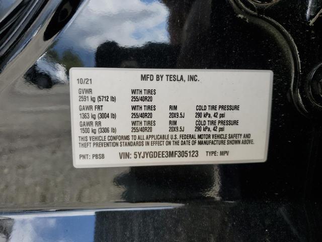 2021 TESLA MODEL Y 5YJYGDEE3MF305123