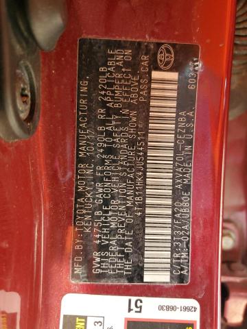 2018 TOYOTA CAMRY L - 4T1B11HK4JU544511