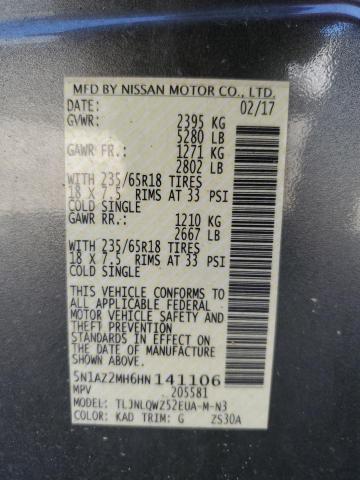 2017 NISSAN MURANO S 5N1AZ2MH6HN141106
