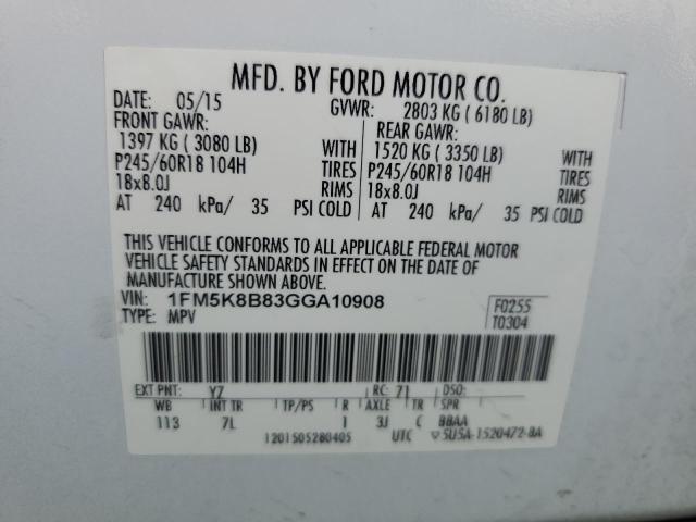 2016 FORD EXPLORER - 1FM5K8B83GGA10908