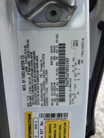 2017 FORD FUSION SE - 3FA6P0LU7HR265407
