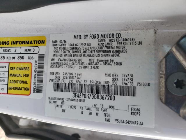 2016 FORD FUSION SE - 3FA6P0H70GR367200