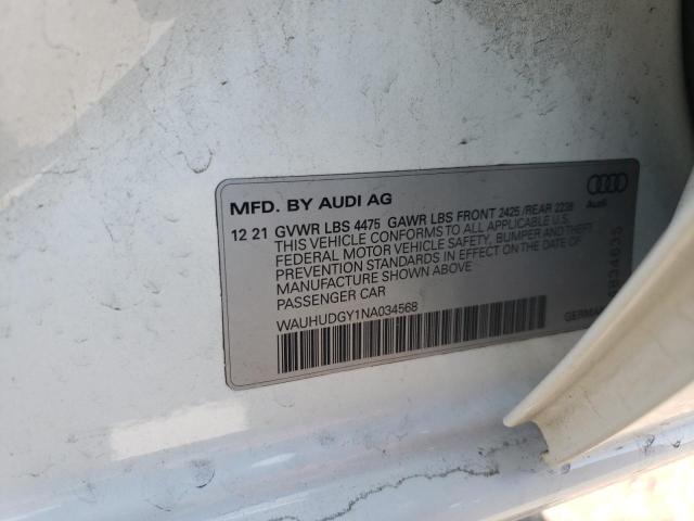 2022 AUDI A3 PREMIUM WAUHUDGY1NA034568