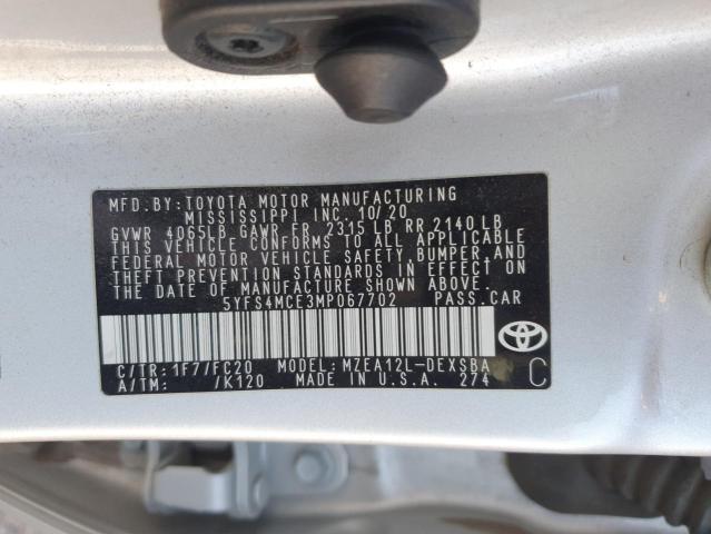 2021 TOYOTA COROLLA SE - 5YFS4MCE3MP067702