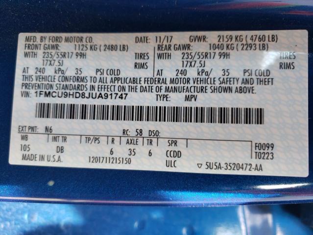 2018 FORD ESCAPE SEL - 1FMCU9HD8JUA91747
