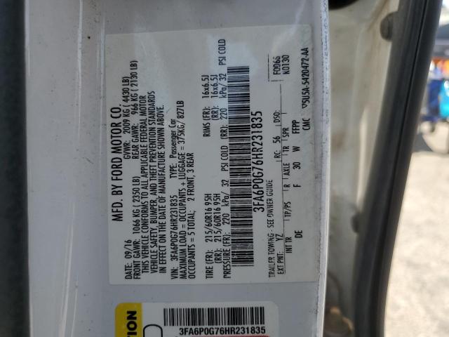 2017 FORD FUSION S - 3FA6P0G76HR231835