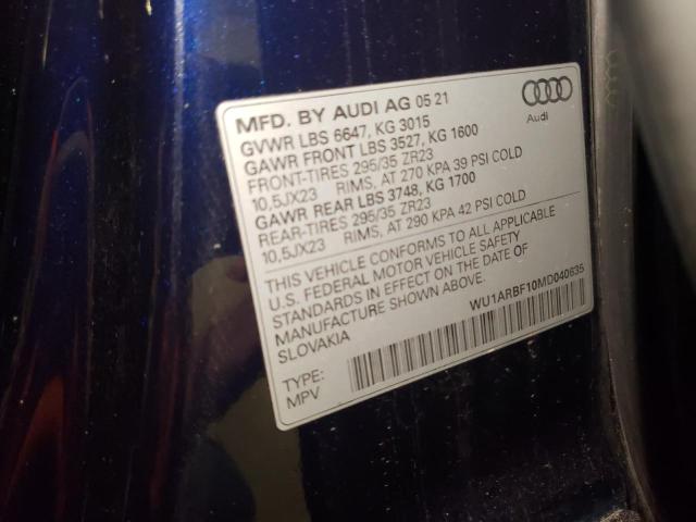 2021 AUDI RS Q8 WU1ARBF10MD040635