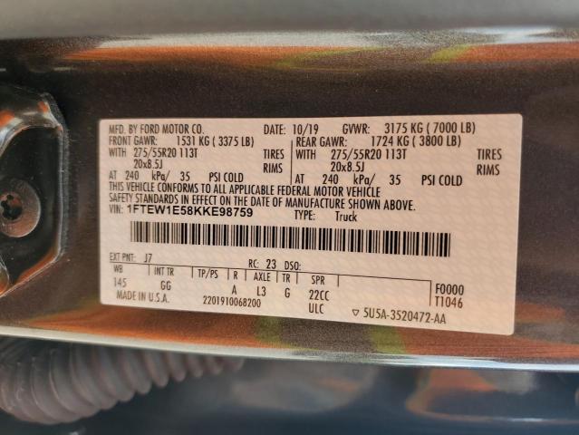 2019 FORD F150 SUPER - 1FTEW1E58KKE98759