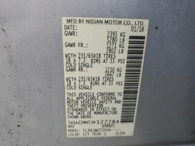 2018 NISSAN MURANO S - 5N1AZ2MH5JN127784