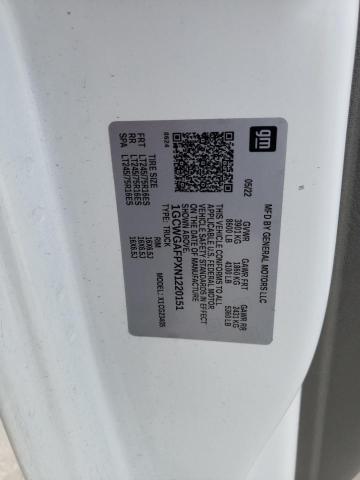 2022 CHEVROLET EXPRESS G2500 1GCWGAFPXN1220151