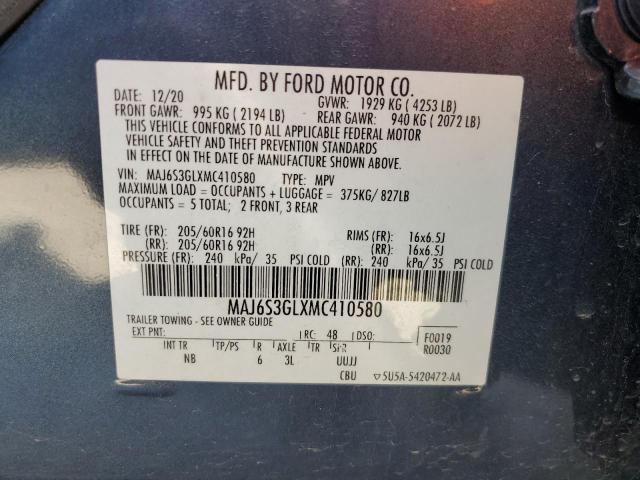 2021 FORD ECOSPORT S MAJ6S3GLXMC410580