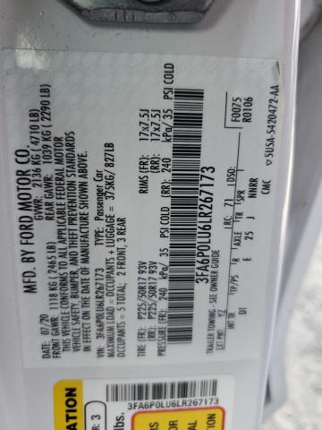 2020 FORD FUSION SE - 3FA6P0LU6LR267173
