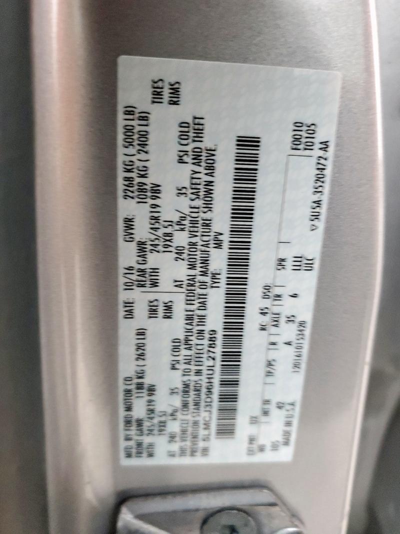 2017 LINCOLN MKC RESERV 5LMCJ3D96HUL27889