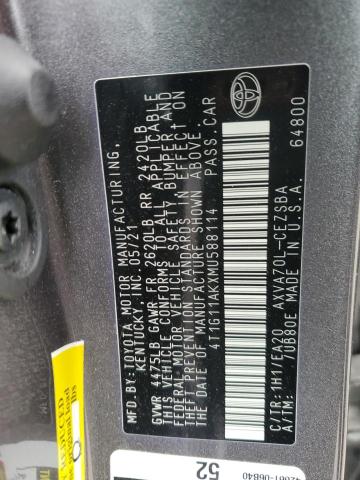 2021 TOYOTA CAMRY SE - 4T1G11AKXMU588114