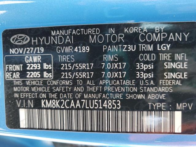 2020 HYUNDAI KONA SEL - KM8K2CAA7LU514853