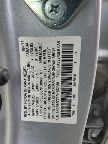 2015 HONDA CIVIC SE 2HGFB2F72FH552688