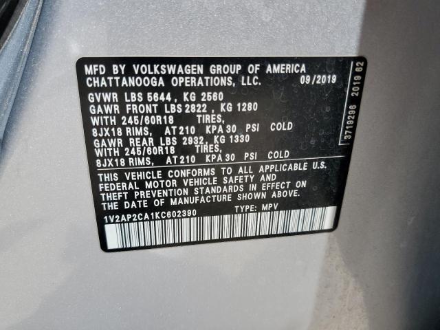 2019 VOLKSWAGEN ATLAS S 1V2AP2CA1KC602390