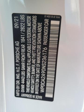 2022 PORSCHE 911 CARRER - WP0CA2A90NS236176
