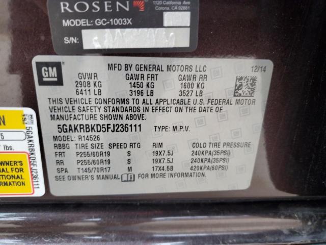 2015 BUICK ENCLAVE - 5GAKRBKD5FJ236111