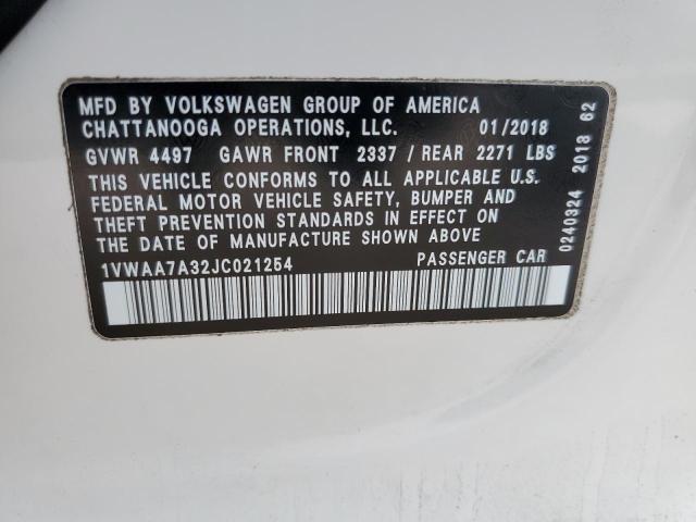 2018 VOLKSWAGEN PASSAT S - 1VWAA7A32JC021254