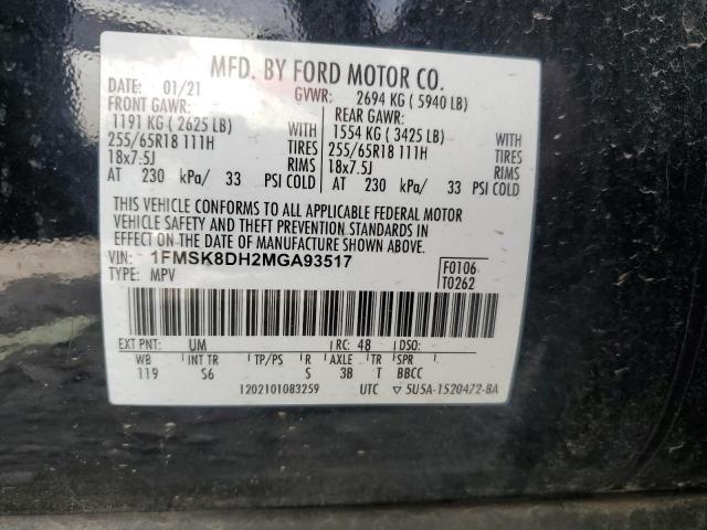 2021 FORD EXPLORER X - 1FMSK8DH2MGA93517