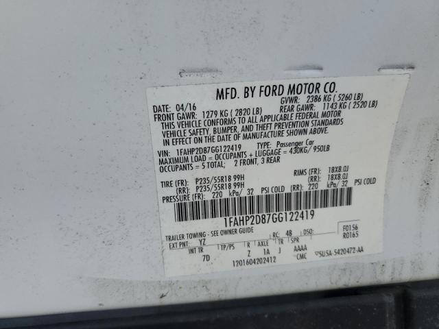 2016 FORD TAURUS SE 1FAHP2D87GG122419