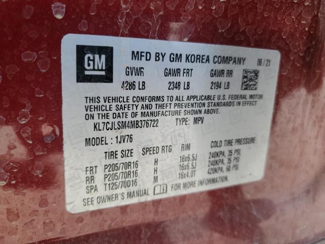 2021 CHEVROLET TRAX 1LT - KL7CJLSM4MB376722