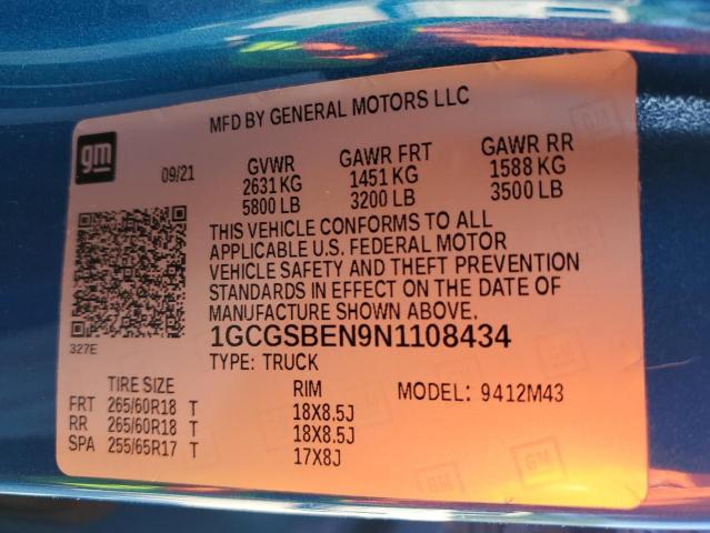 2022 CHEVROLET COLORADO - 1GCGSBEN9N1108434